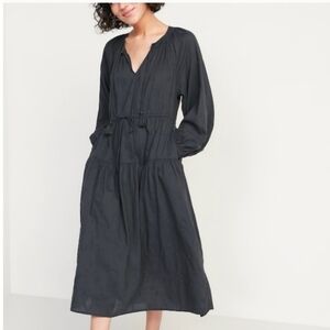 NWT Old Navy Waist-defined embroidered longsleeve dress XS